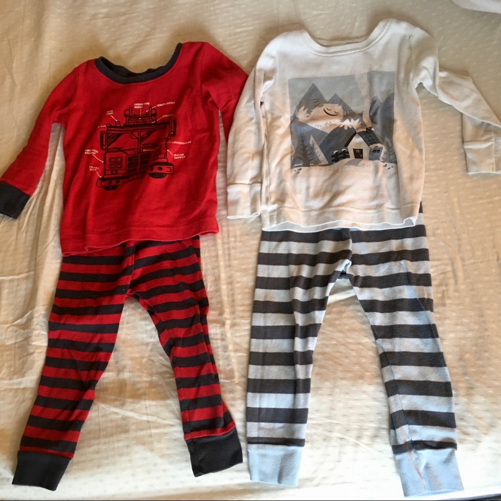 Lot of two winter pajamas firetruck monster